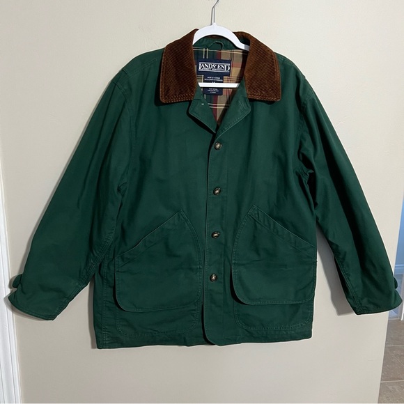 Lands' End Other - Vintage 90s Men’s Lands End Green Barn Chore Coat Brown Corduroy size medium
